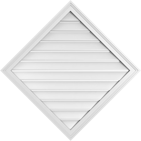 Ekena Millwork Diamond Surface Mount PVC Gable Vent: Non-Functional, w/ 2"W x 1-1/2"P Brickmould Frame, 36"W x 36"H GVPDI36X3602SN